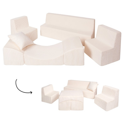 Soft Foam Furniture Set: 2xChair+Sofa+Coach for Kids, Children,Comfy, Relax,Play, corduroy fabric